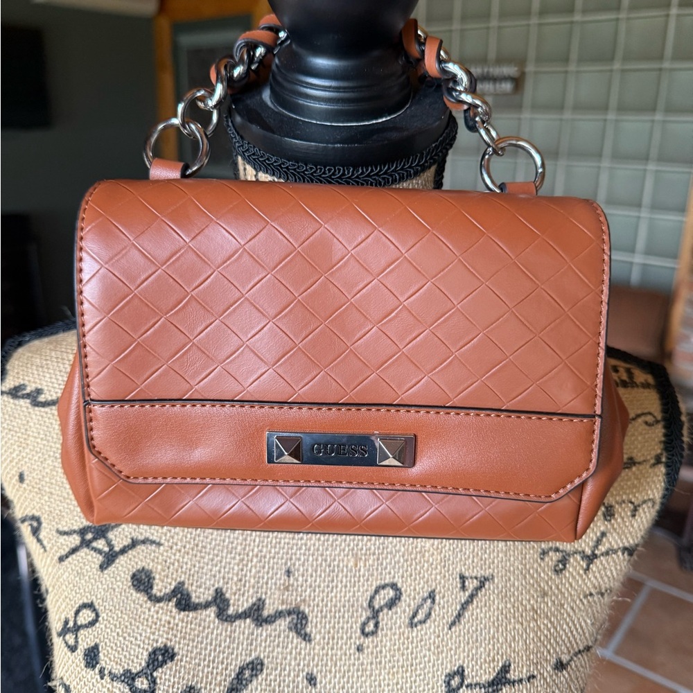 GUESS Brown Quilted Crossbody Bag